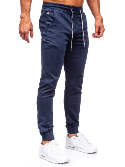 Pantalon jogger en tissu pour homme bleu foncé Bolf KA6792