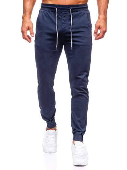 Pantalon jogger en tissu pour homme bleu foncé Bolf KA6792