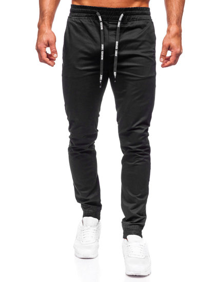 Pantalon jogger en tissu pour homme noir Bolf KA6078