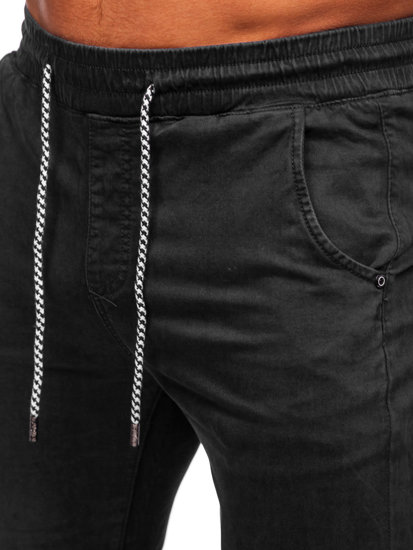 Pantalon jogger en tissu pour homme noir Bolf KA6792