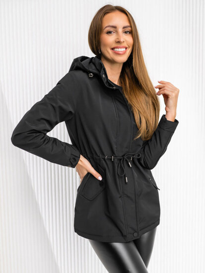 Parka de transition à capuche pour femme noire Bolf 7018