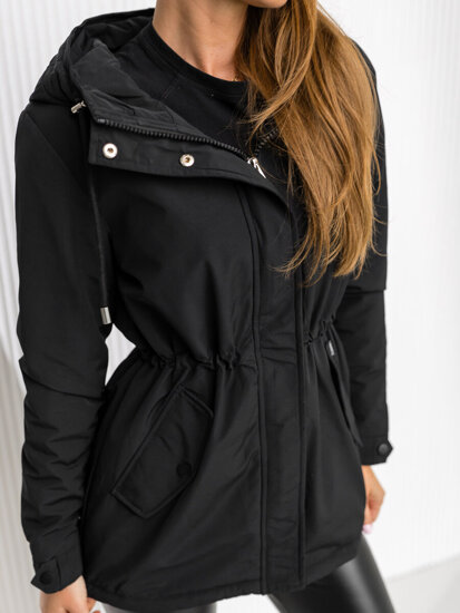 Parka de transition à capuche pour femme noire Bolf 7038