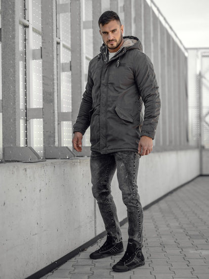 Parka d'hiver en coton pour homme graphite Bolf EX838A