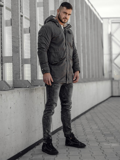 Parka d'hiver en coton pour homme graphite Bolf EX838A