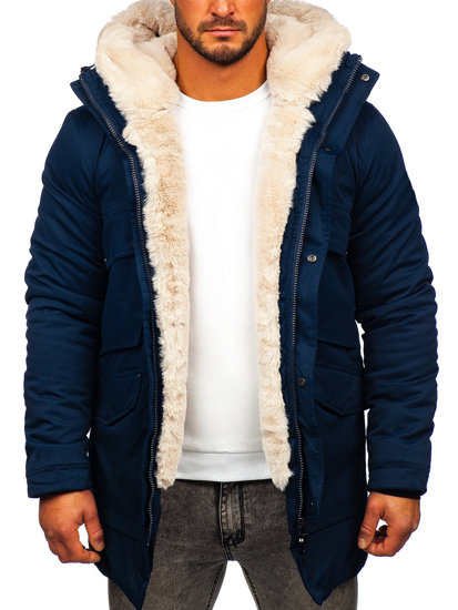 Parka d'hiver pour homme bleue foncée Bolf M115