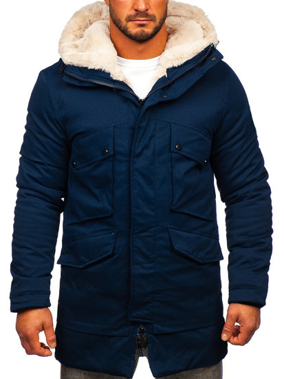 Parka d'hiver pour homme bleue foncée Bolf M115