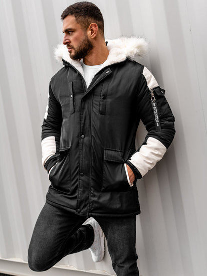 Parka d'hiver pour homme noire Bolf JP5832A