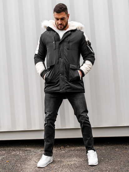 Parka d'hiver pour homme noire Bolf JP5832A