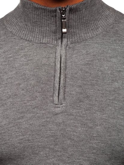 Pull à col montant pour homme gris Bolf YY08