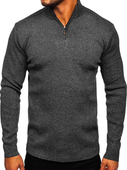 Pull à col montant pour homme noir Bolf S8279