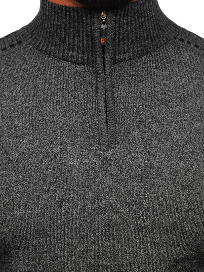 Pull à col montant pour homme noir Bolf S8279