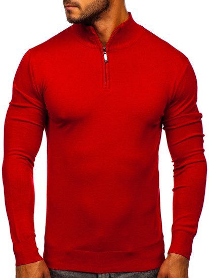 Pull à col montant pour homme rouge Bolf YY08