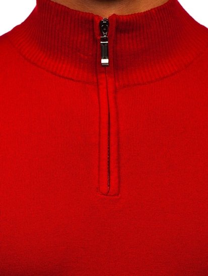 Pull à col montant pour homme rouge Bolf YY08