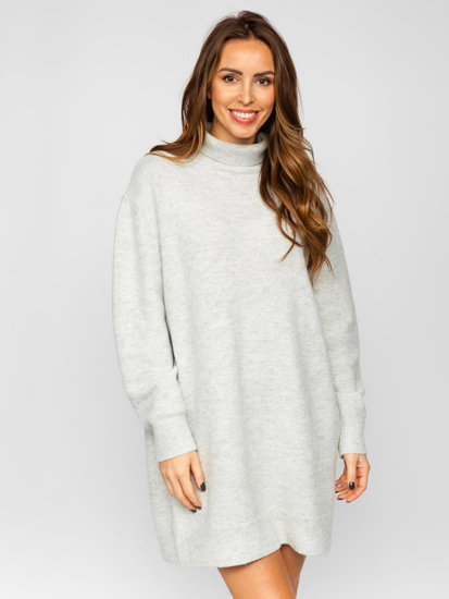 Pull à col roulé long oversize pour femme gris Bolf J51882