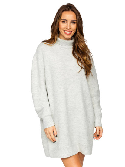 Pull à col roulé long oversize pour femme gris Bolf J51882