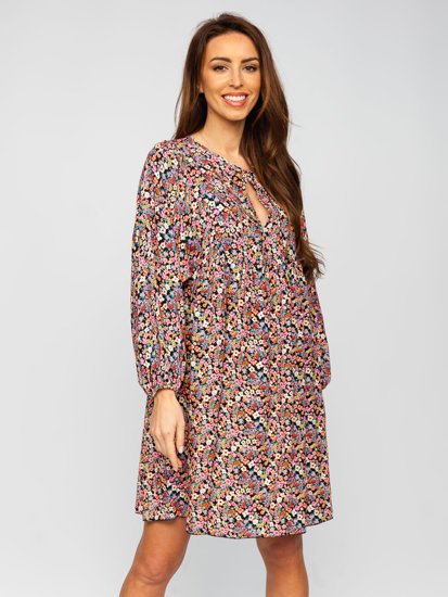 Robe à fleurs pour femme noire Bolf 3019