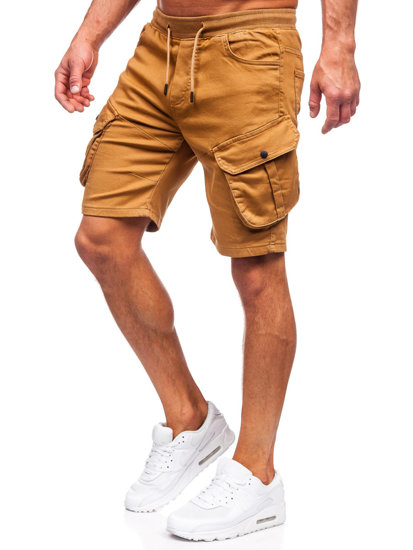 Short cargo en matériau pour homme camel Bolf 384K