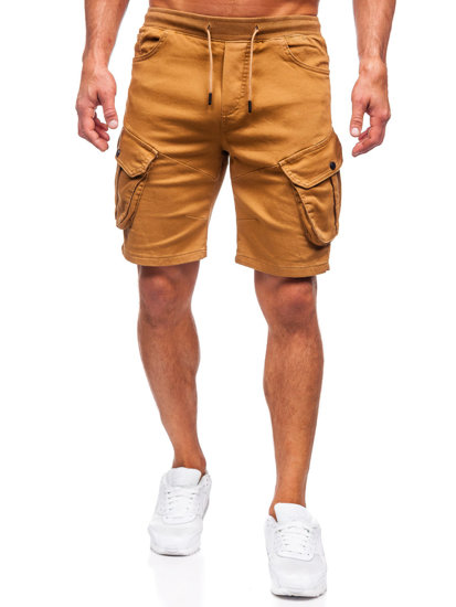 Short cargo en matériau pour homme camel Bolf 384K