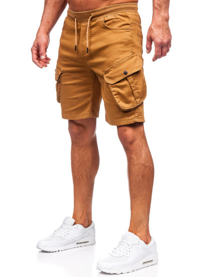 Short cargo en matériau pour homme camel Bolf 384K