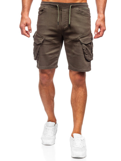 Short cargo en matériau pour homme kaki Bolf 384K