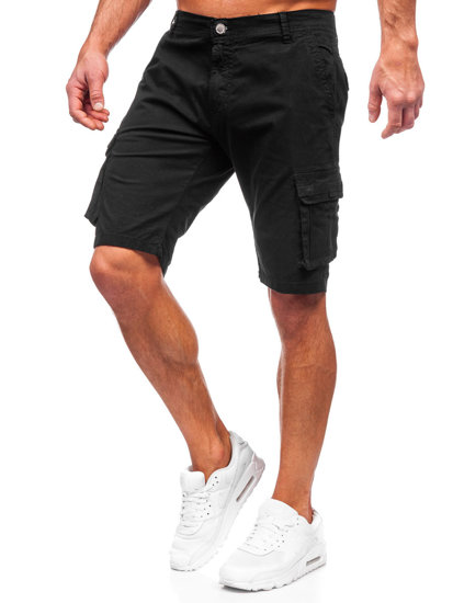 Short cargo en tissu pour homme noir Bolf J707