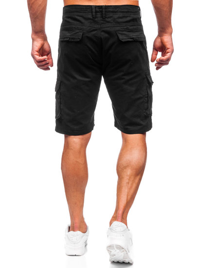 Short cargo en tissu pour homme noir Bolf J707