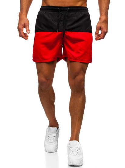 Short de bain pour homme noir-rouge Bolf HM058