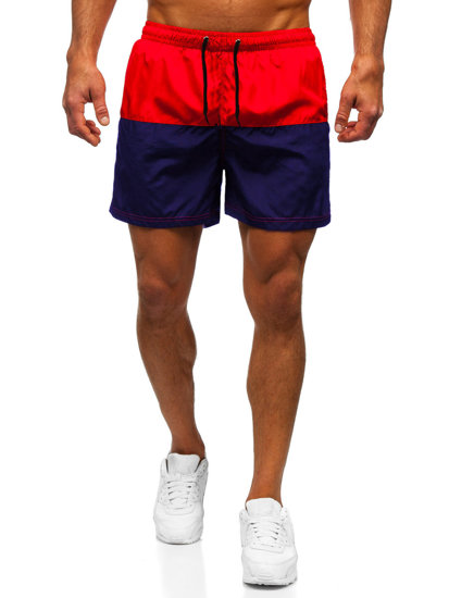 Short de bain pour homme rouge-bleu foncé Bolf HM062