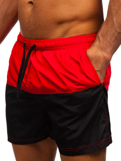 Short de bain pour homme rouge-noir Bolf HM067