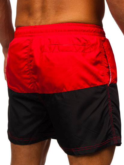 Short de bain pour homme rouge-noir Bolf HM067