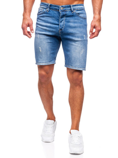 Short en jean pour homme bleu foncé Bolf 0466