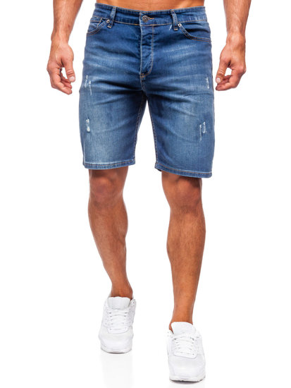 Short en jean pour homme bleu foncé Bolf 5819