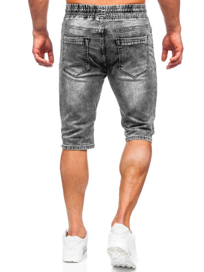 Short en jean pour homme noir Bolf KR1551