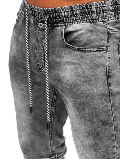 Short en jean pour homme noir Bolf KR1551