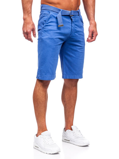 Short en tissu avec ceinture pour homme indigo Bolf 0010