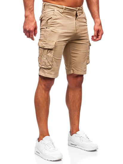 Short pantalon court de sport cargo pour homme beige Bolf XX160086