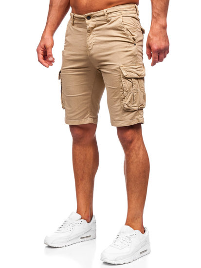 Short pantalon court de sport cargo pour homme beige Bolf XX160086