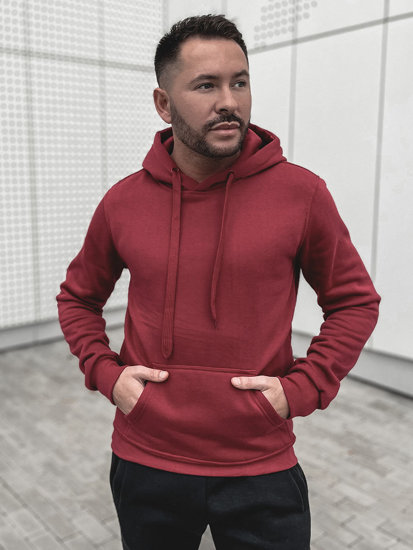 Survêtement avec sweat-shirt à capuche kangourou pour homme bordeaux Bolf D002