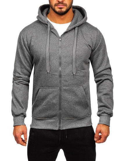 Survêtement avec un sweat-shirt à capuche zippé pour homme anthracite Bolf D004