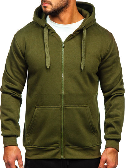 Survêtement avec un sweat-shirt à capuche zippé pour homme d'olive Bolf D004