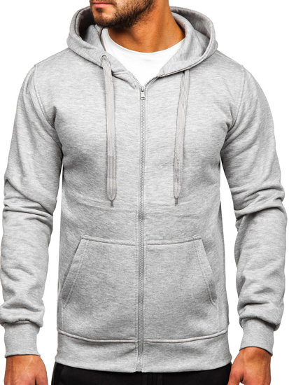 Survêtement avec un sweat-shirt à capuche zippé pour homme gris Bolf D004