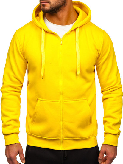 Survêtement avec un sweat-shirt à capuche zippé pour homme jaune Bolf D004