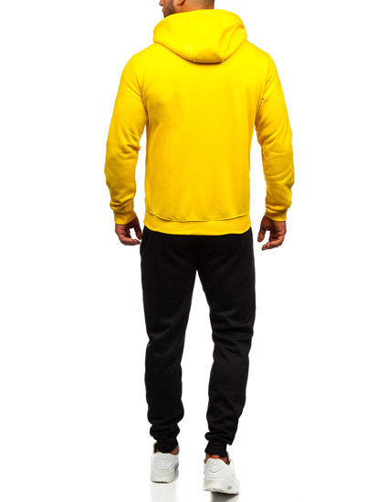 Survêtement avec un sweat-shirt à capuche zippé pour homme jaune Bolf D004