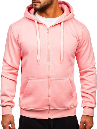 Survêtement avec un sweat-shirt à capuche zippé pour homme rose clair Bolf D004