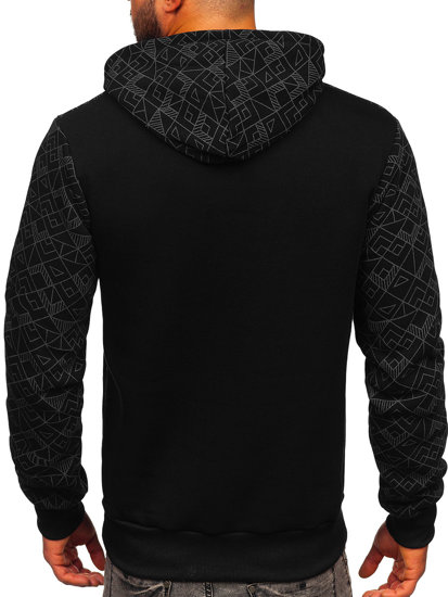 Sweat-shirt à capuche avec application en zircons pour homme noir Bolf HM566