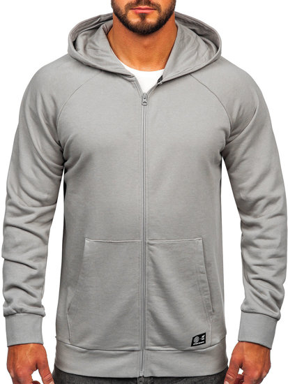 Sweat-shirt à capuche avec fermeture en coton organique pour homme gris 4F BLM011