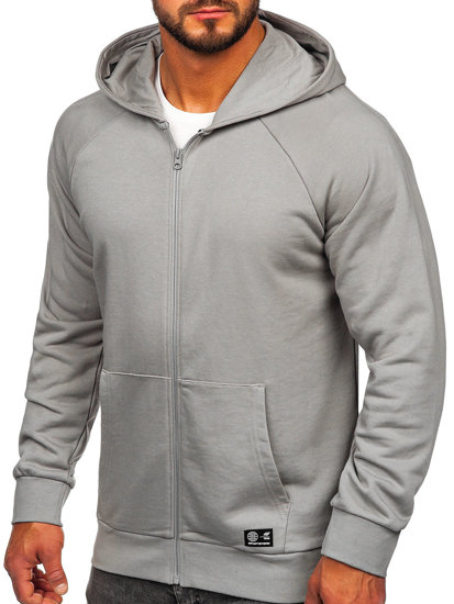 Sweat-shirt à capuche avec fermeture en coton organique pour homme gris 4F BLM011