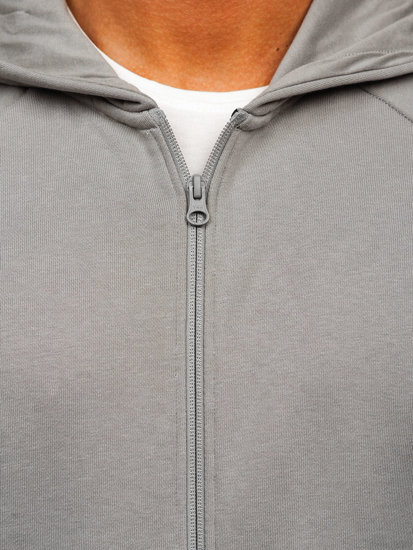 Sweat-shirt à capuche avec fermeture en coton organique pour homme gris 4F BLM011