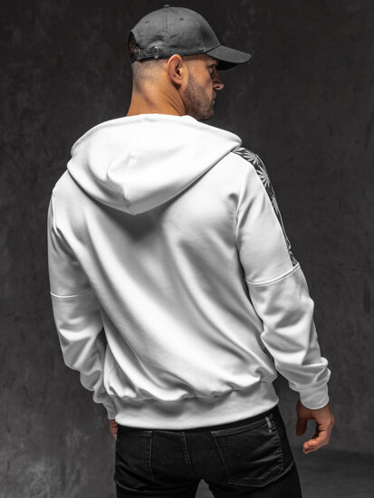 Sweat-shirt à capuche avec fermeture pour homme blanc Bolf 27B8120