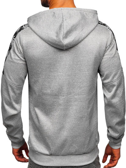 Sweat-shirt à capuche avec fermeture pour homme gris Bolf 27B8120